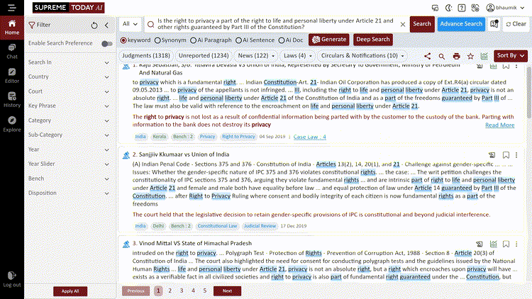 Keyword Package legal research example